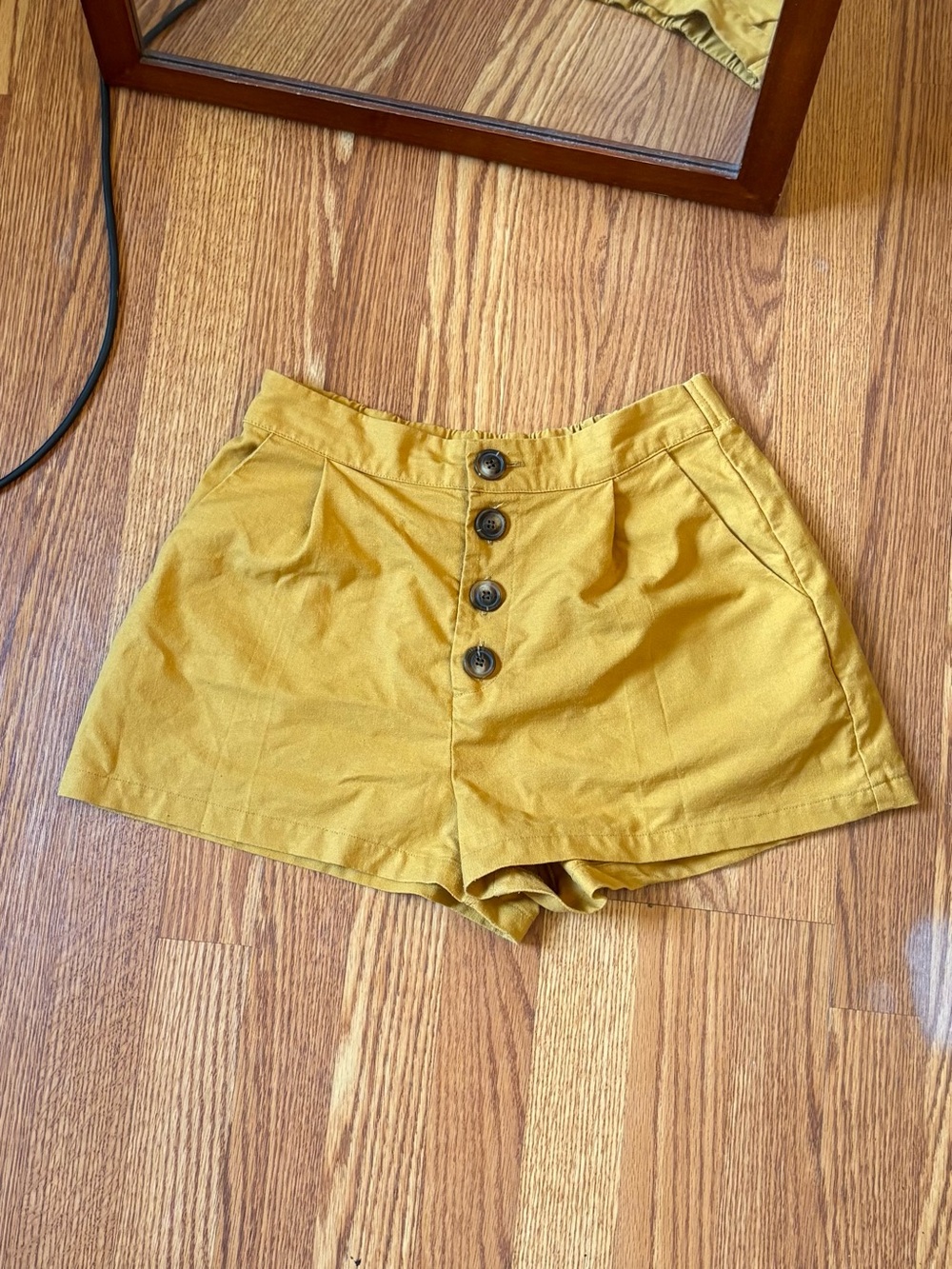 Mustard Yellow Linen Shorts